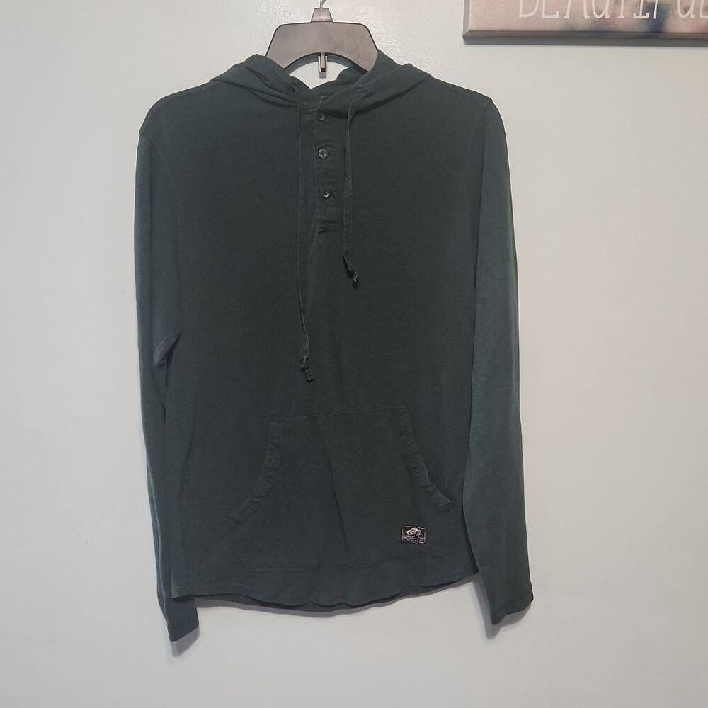 Vans Off The Wall Mens size S Green Hooded Henley Shirt